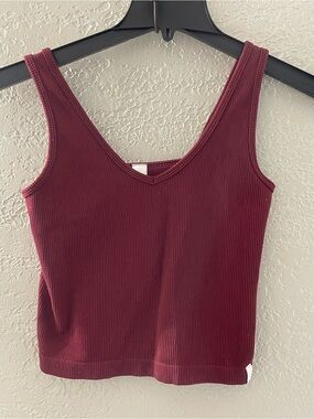 Only Ribbed Wine V-Neck Tank Top  Large